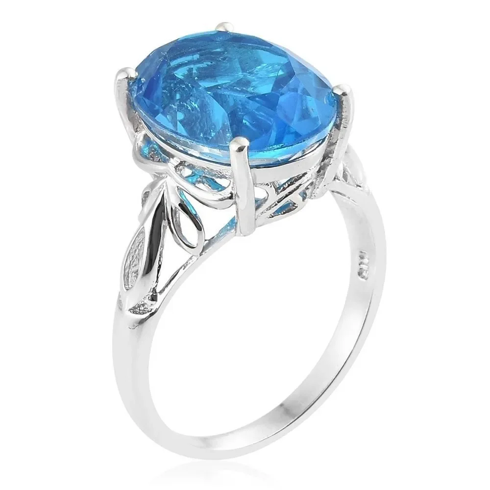Solitaire Ring Caribbean Quartz Sterling Silver